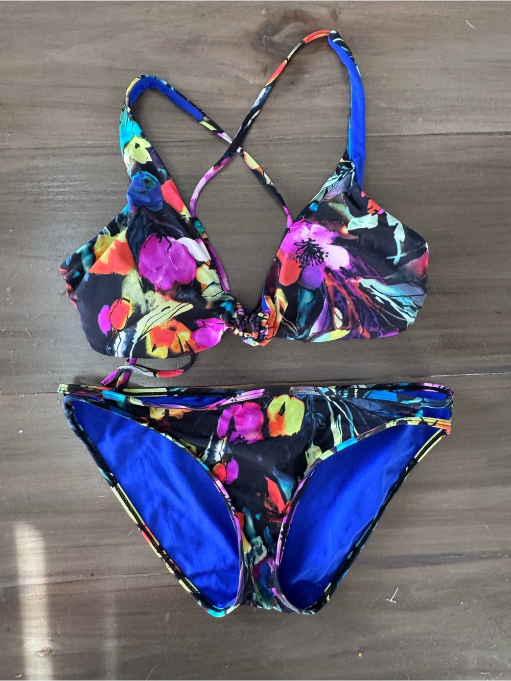 Bar III Black Floral Bikini Set Women’s M Beach Summer Travel